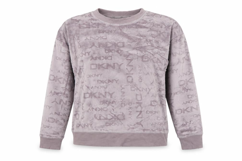 DKNY Women’s Purple Velvet Logo Sweatshirt Size S Pullover