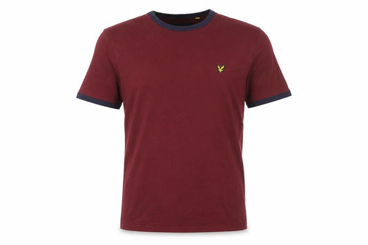 Lyle & Scott Men's Red L Crew Neck Cotton Ringer T-Shirt Logo