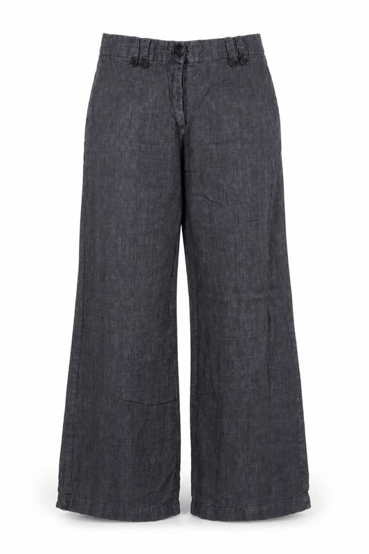 H&M Women Grey Linen High Rise Straight Trousers UK 8