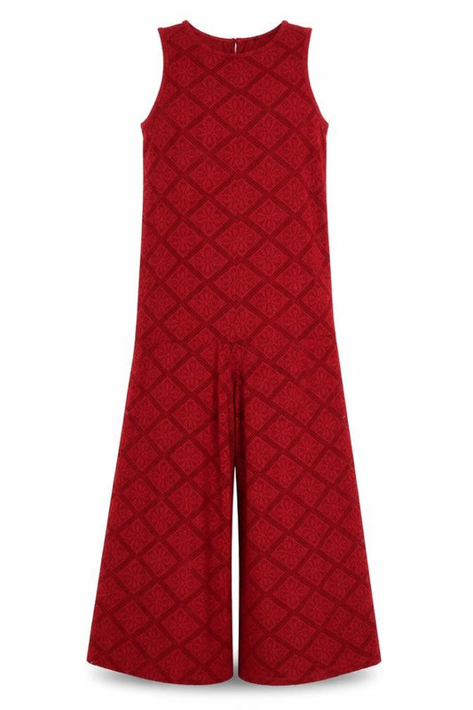 Next Women Red Size 10 Crochet Wide-Leg Sleeveless Jumpsuit
