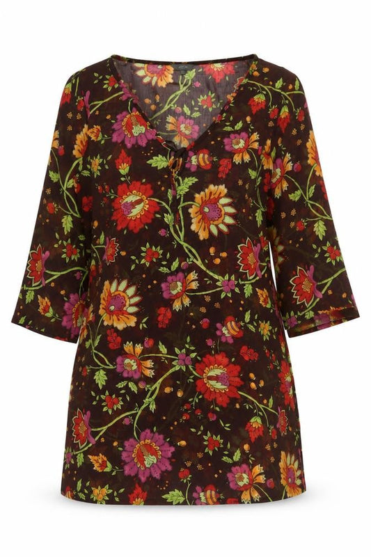 Per Una Women’s Multicoloured Floral Sheer Tunic Blouse M
