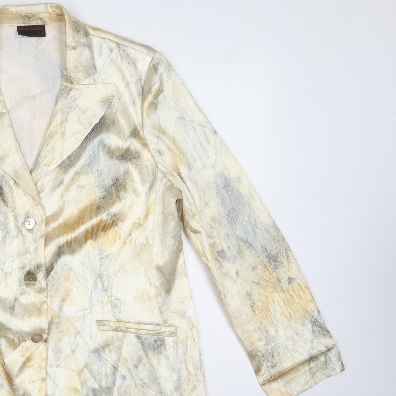 Frank Usher Women’s Beige Abstract Blazer UK 16 Long Lined Formal