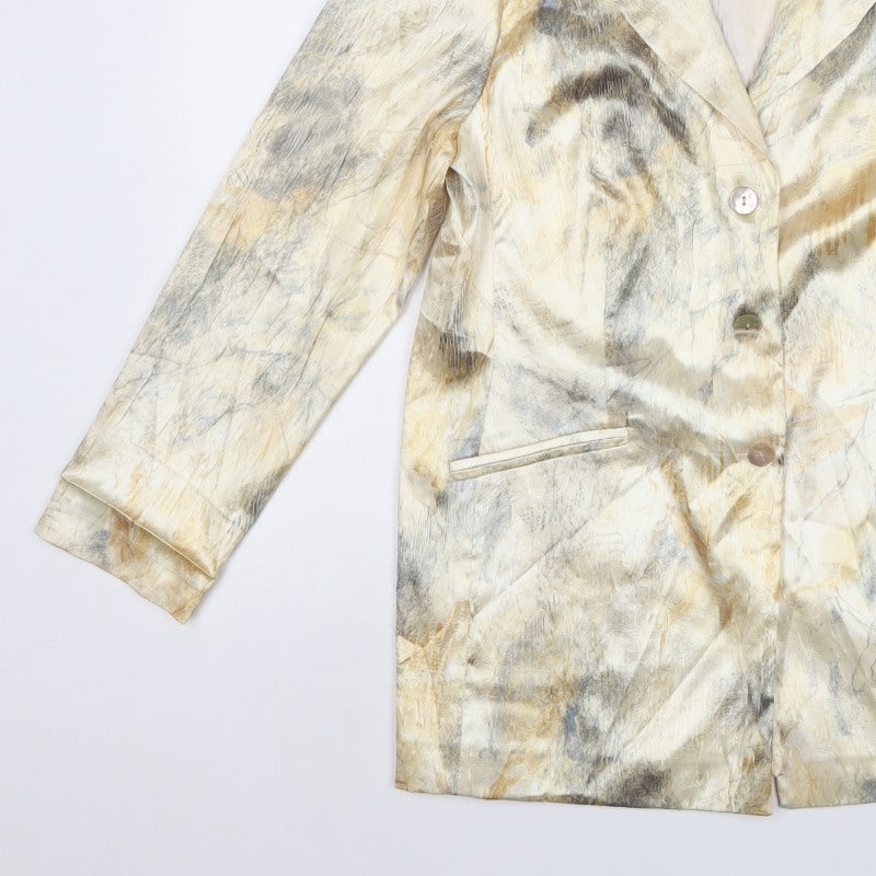 Frank Usher Women’s Beige Abstract Blazer UK 16 Long Lined Formal