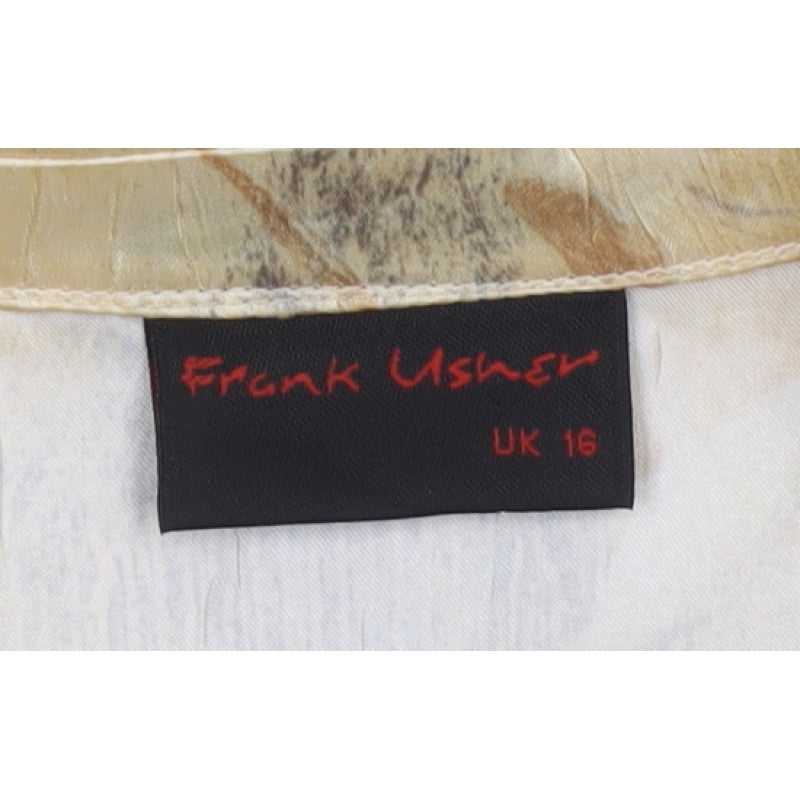 Frank Usher Women’s Beige Abstract Blazer UK 16 Long Lined Formal
