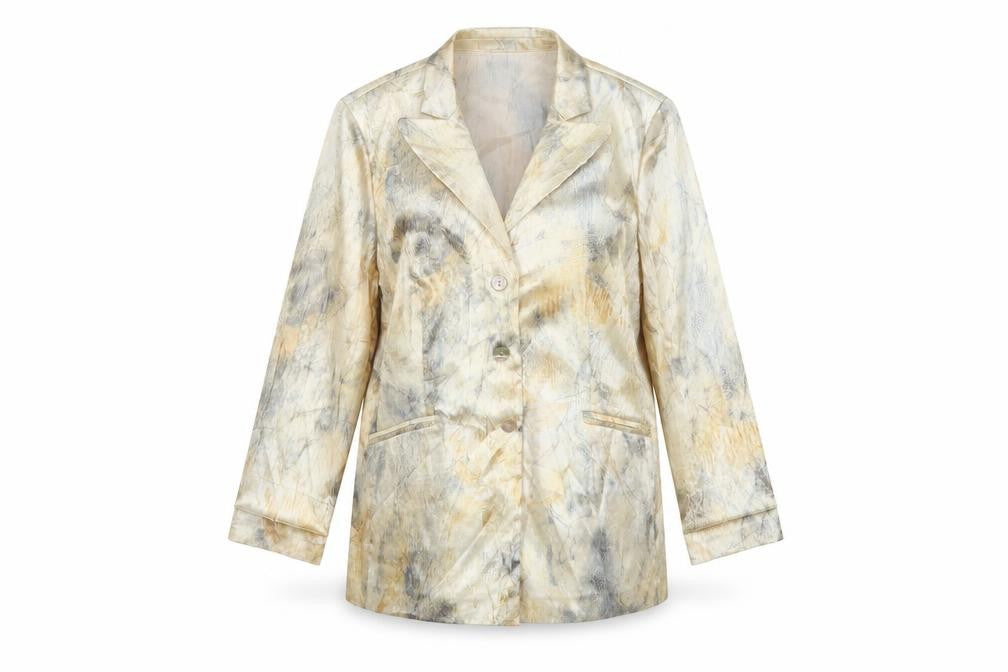 Frank Usher Women’s Beige Abstract Blazer UK 16 Long Lined Formal