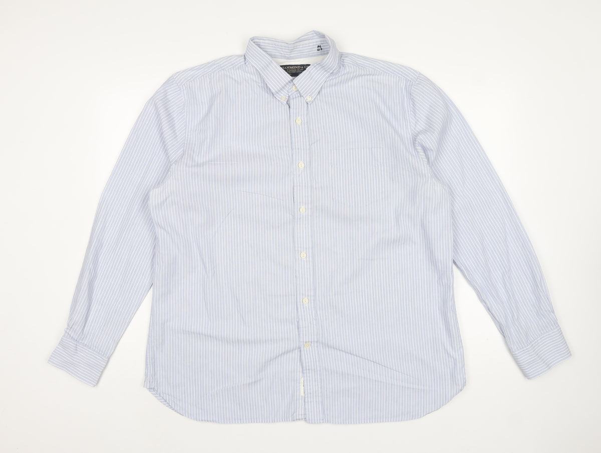 Hammond & Co. Men’s Blue Striped Button Down Cotton Shirt XL