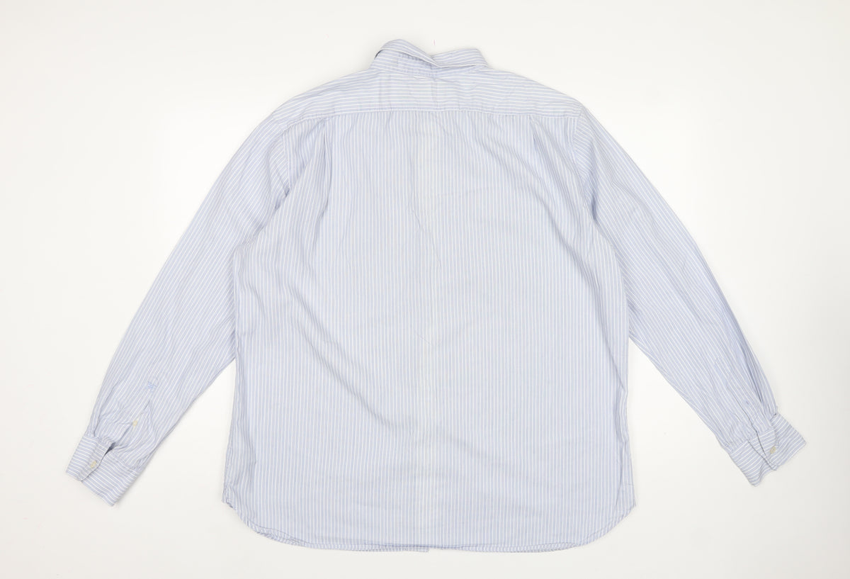 Hammond & Co. Men’s Blue Striped Button Down Cotton Shirt XL