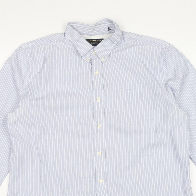 Hammond & Co. Men’s Blue Striped Button Down Cotton Shirt XL