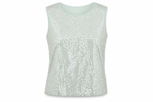 Rocha John Rocha Women’s Green UK 14 Sequin Sleeveless Scoop Tank Top