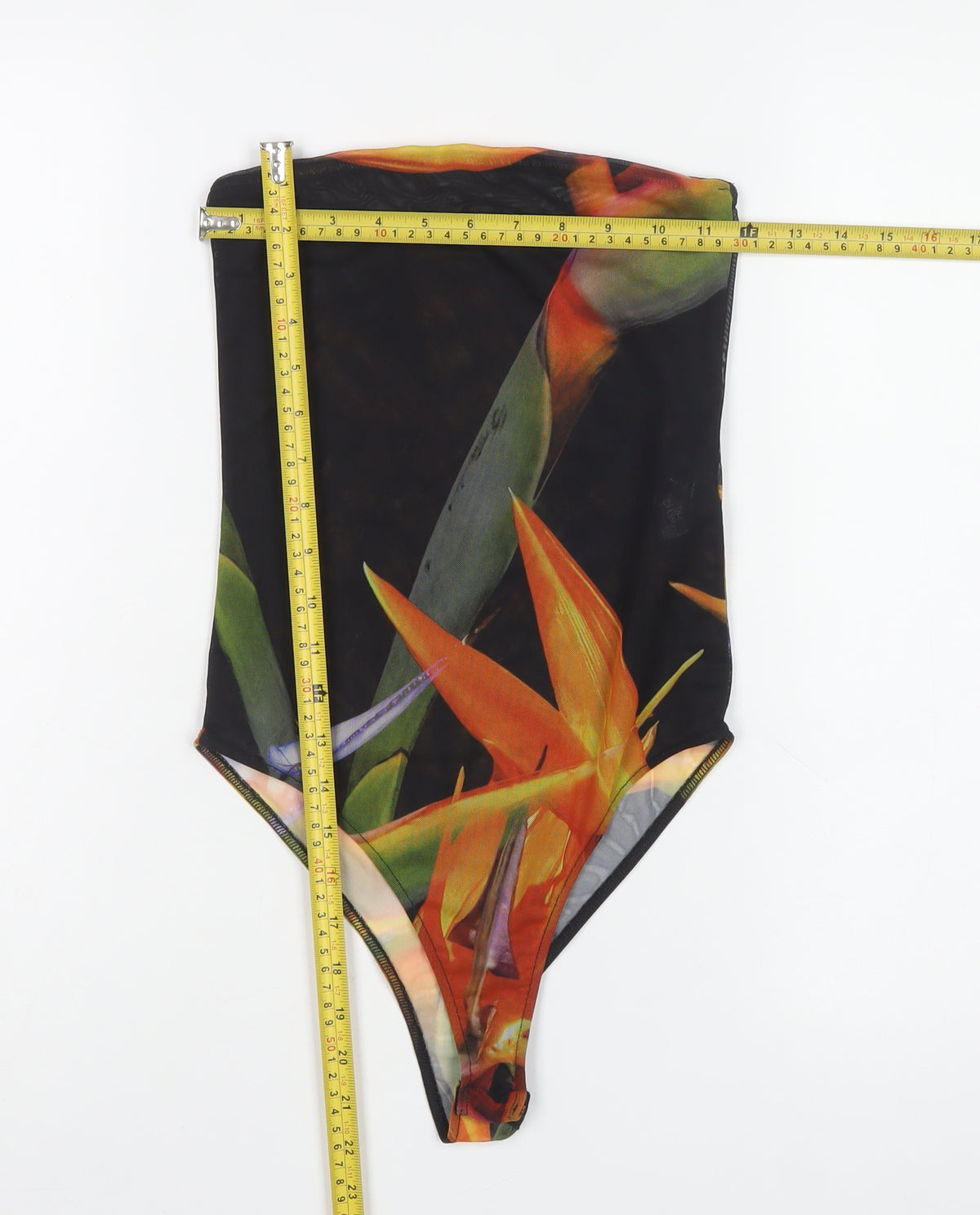 Zara Women Multicoloured Size 4 Floral Sheer Mesh Bodysuit