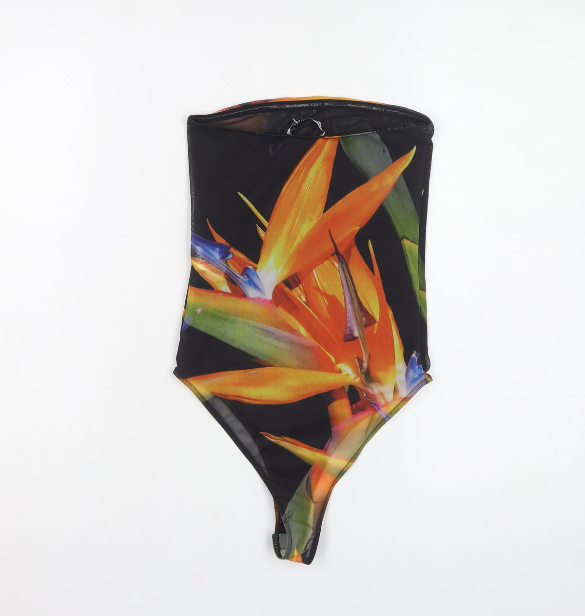 Zara Women Multicoloured Size 4 Floral Sheer Mesh Bodysuit
