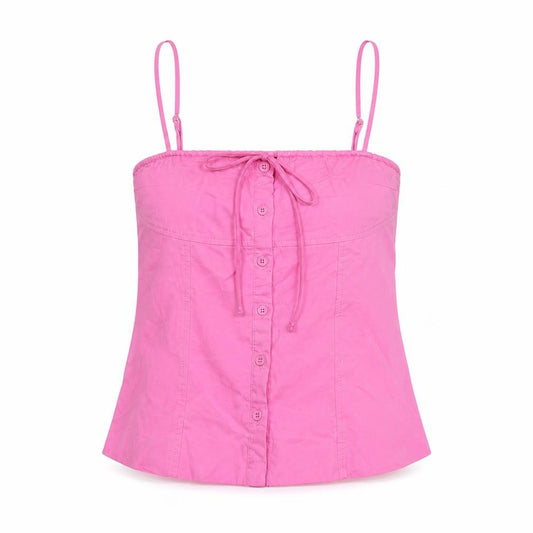 Missguided Women Pink S Cotton Button Cami Corset Style Top