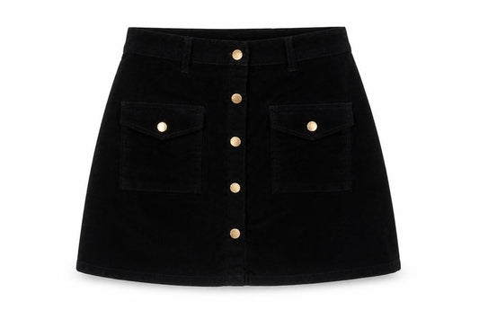 Zara Girls Black 13-14 Years A-Line Mini Cotton Button Front Skirt