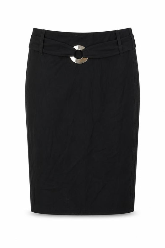 Karen Millen Women Black UK 10 Wool Pencil Knee Skirt Belt