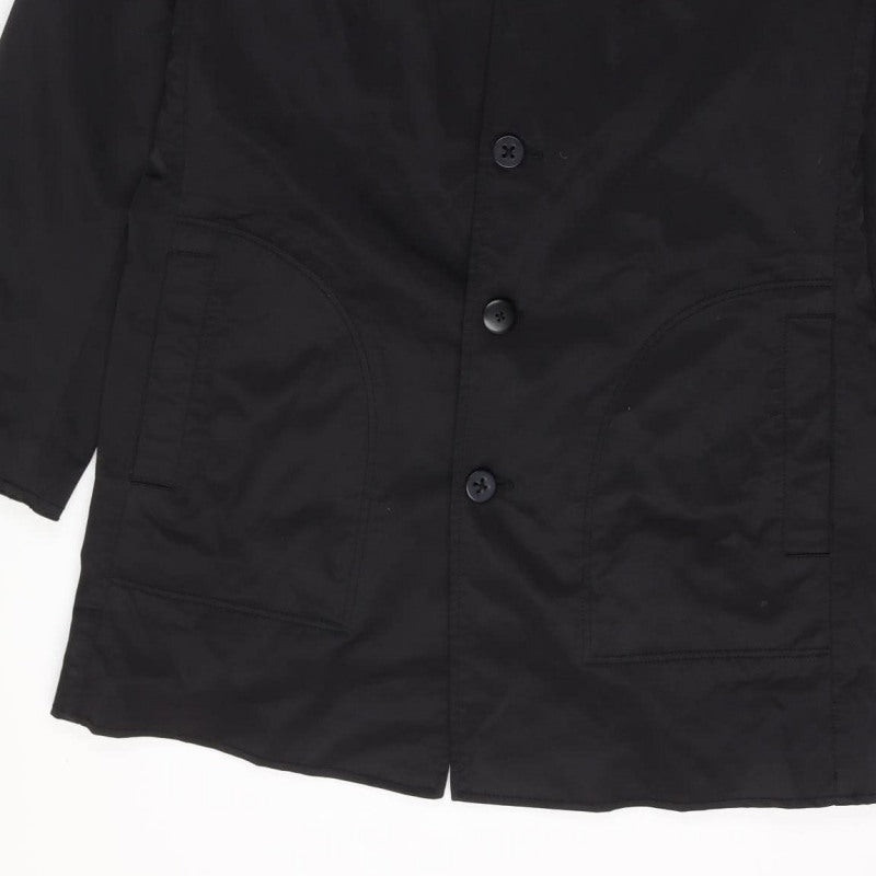 Linea Men’s Black Size S Cotton Blend Button Mid-Length Overcoat