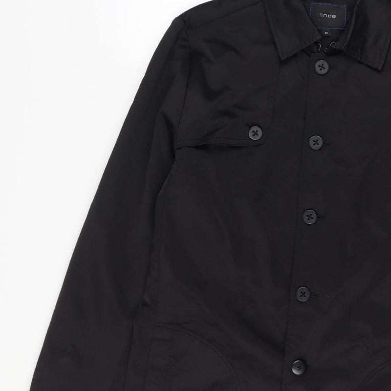 Linea Men’s Black Size S Cotton Blend Button Mid-Length Overcoat