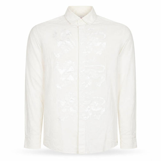 L.A. Ink Shirt Men’s Ivory XL Embroidered Dragon Long Sleeve Button-Up