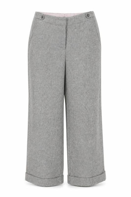 Next Women Grey Wool Blend Tailored Tapered Dress Trousers UK 10