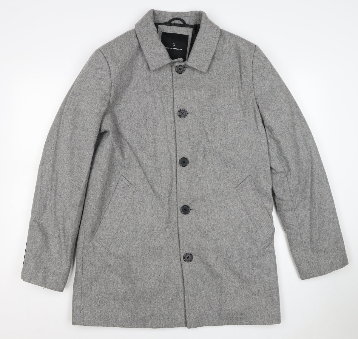 Clean Cut Copenhagen Unisex Grey M Wool Blend Button Overcoat