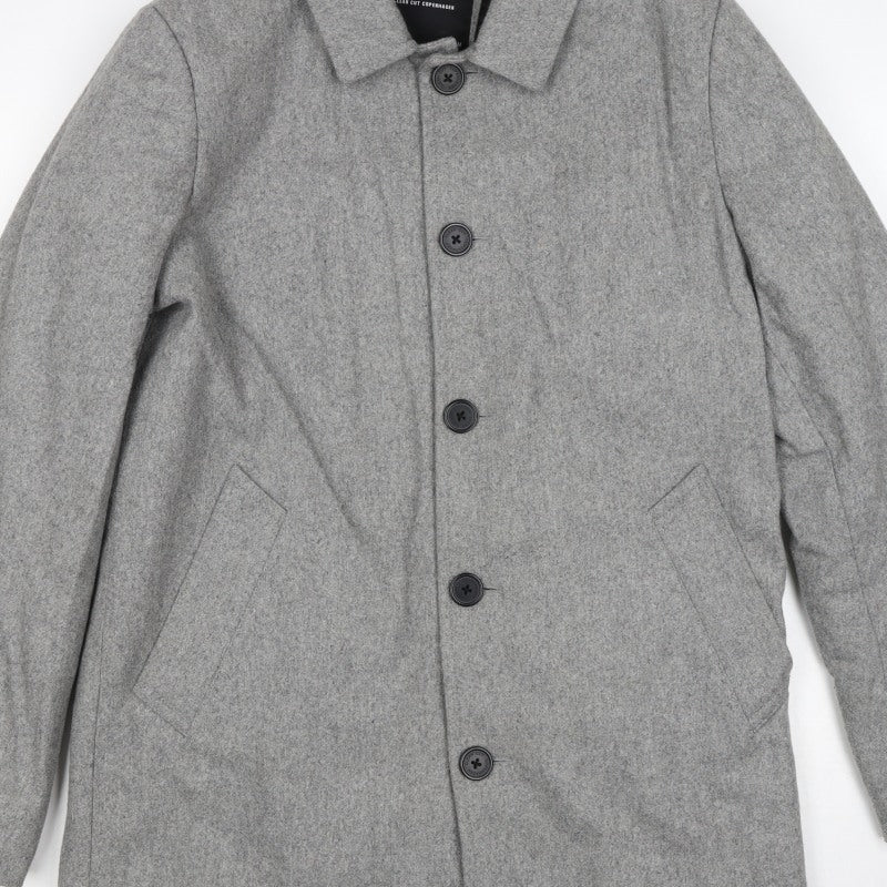 Clean Cut Copenhagen Unisex Grey M Wool Blend Button Overcoat