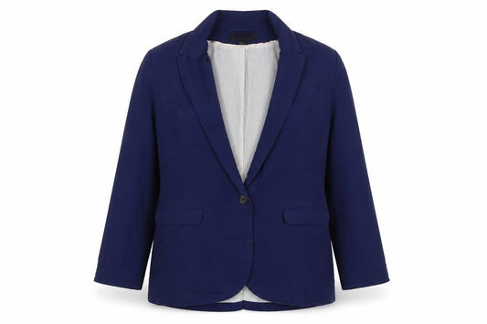 H&M Women’s Blue UK 18 Tailored One Button Lined Blazer Jacket