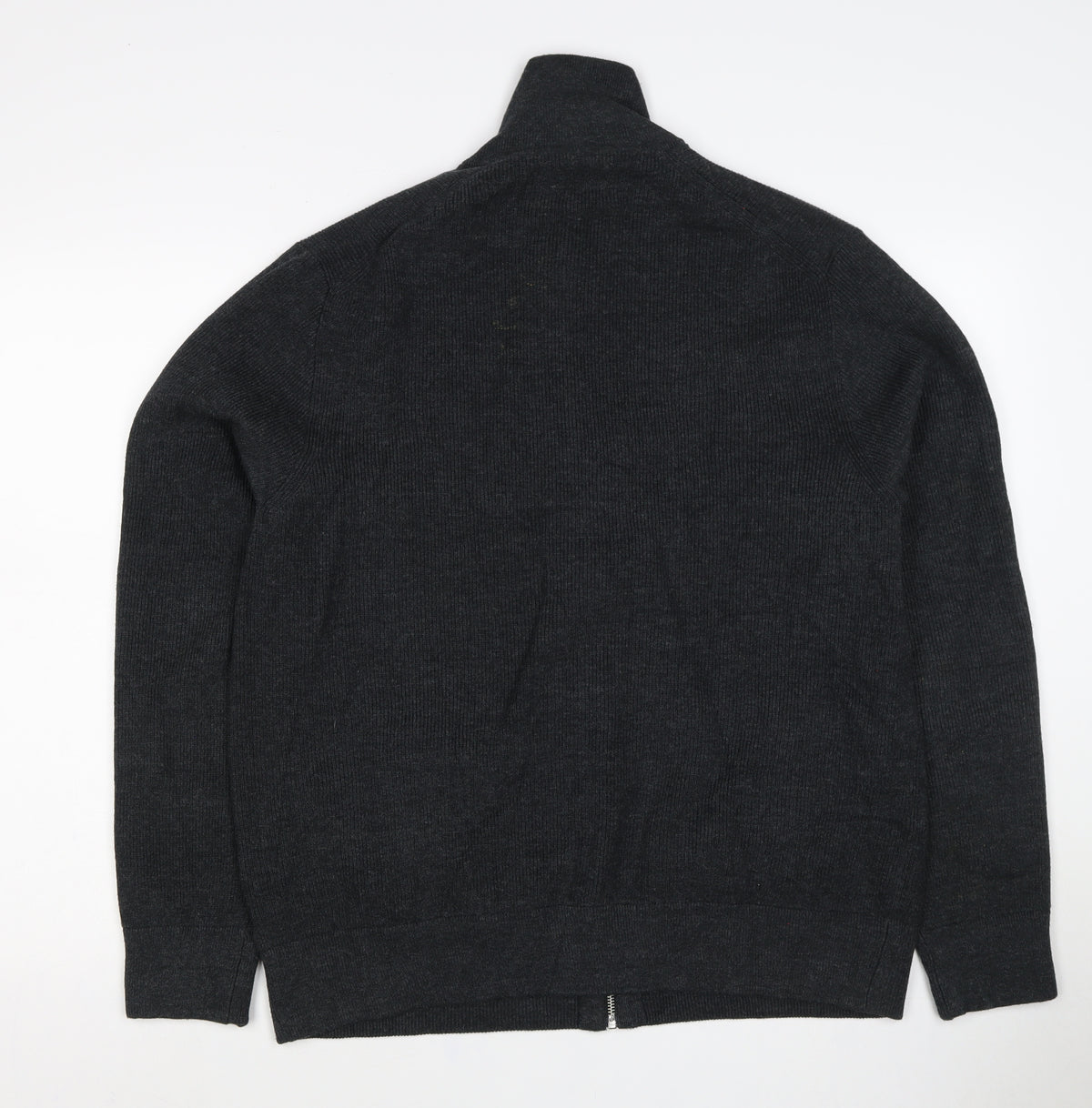 Marks and Spencer Mens Black XL Full Zip Cotton Blend Knit Jumper