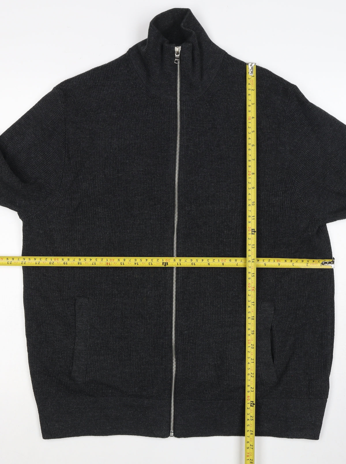 Marks and Spencer Mens Black XL Full Zip Cotton Blend Knit Jumper