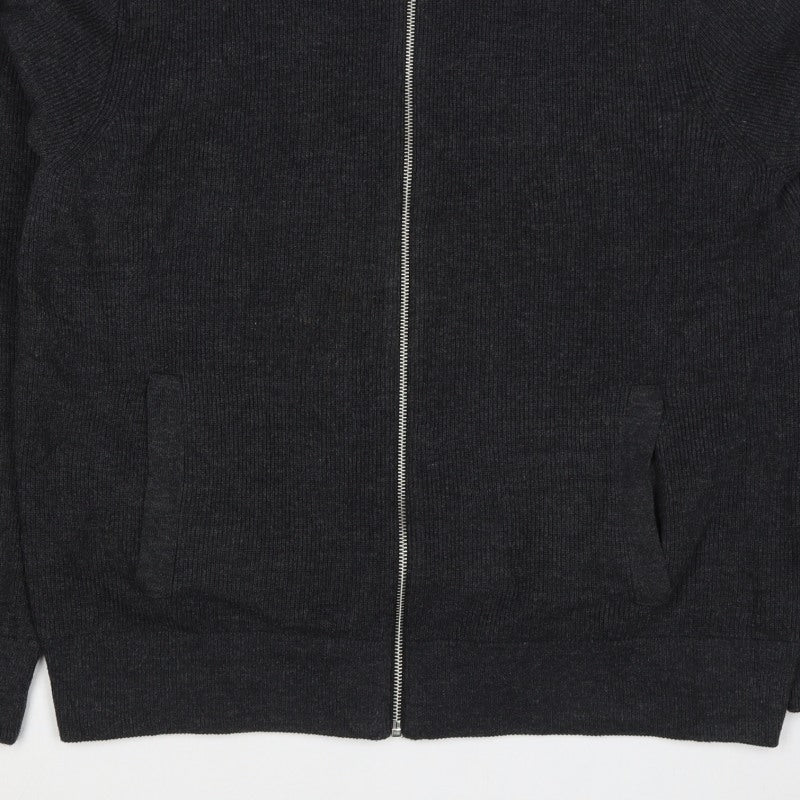 Marks and Spencer Mens Black XL Full Zip Cotton Blend Knit Jumper