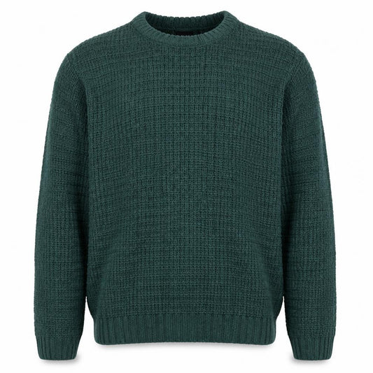 River Island Men Green L Chunky Knit Crew Neck Pullover Jumper