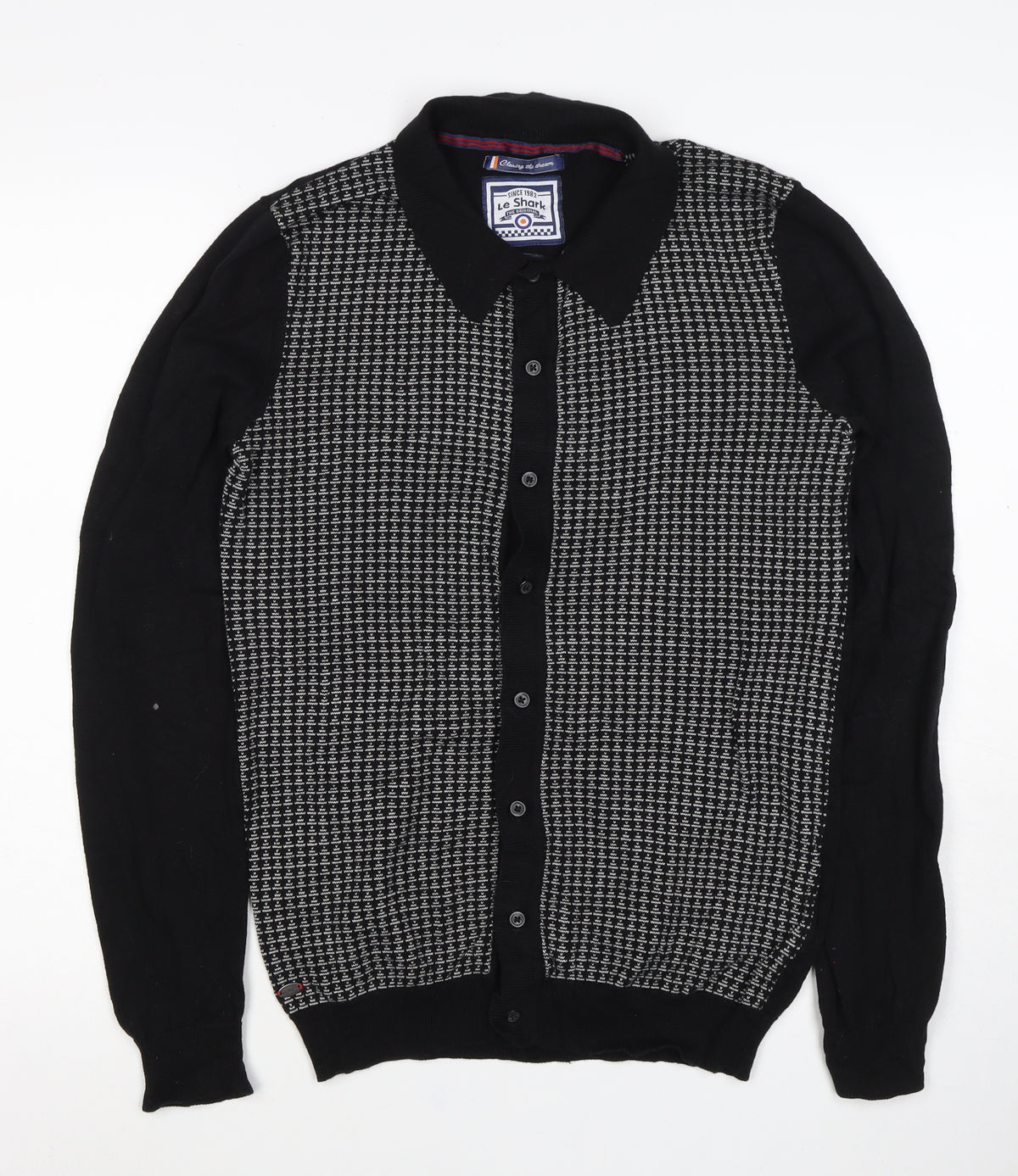 Le Shark Men’s Black Logo Knit Collared Button Cardigan Size S
