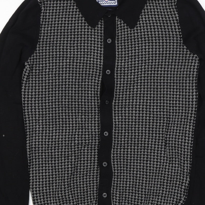 Le Shark Men’s Black Logo Knit Collared Button Cardigan Size S
