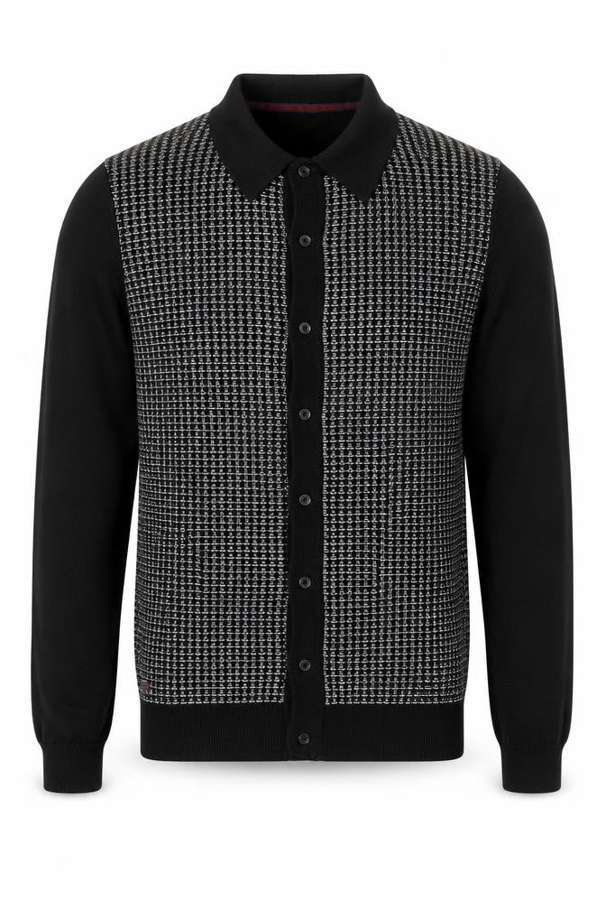 Le Shark Men’s Black Logo Knit Collared Button Cardigan Size S
