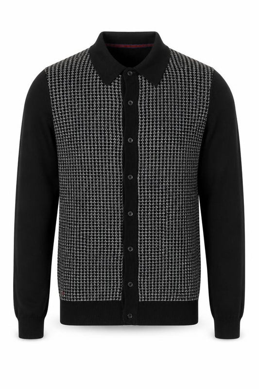 Le Shark Men’s Black Logo Knit Collared Button Cardigan Size S