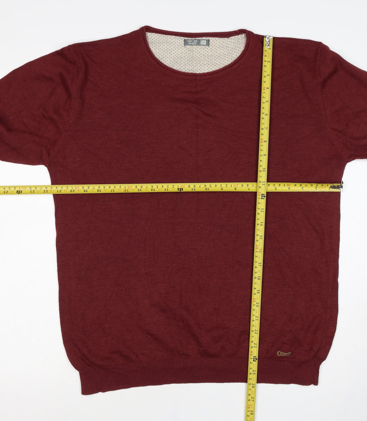 Pop-Air Basics Men Red 2XL Crew Neck Knit Pullover Jumper