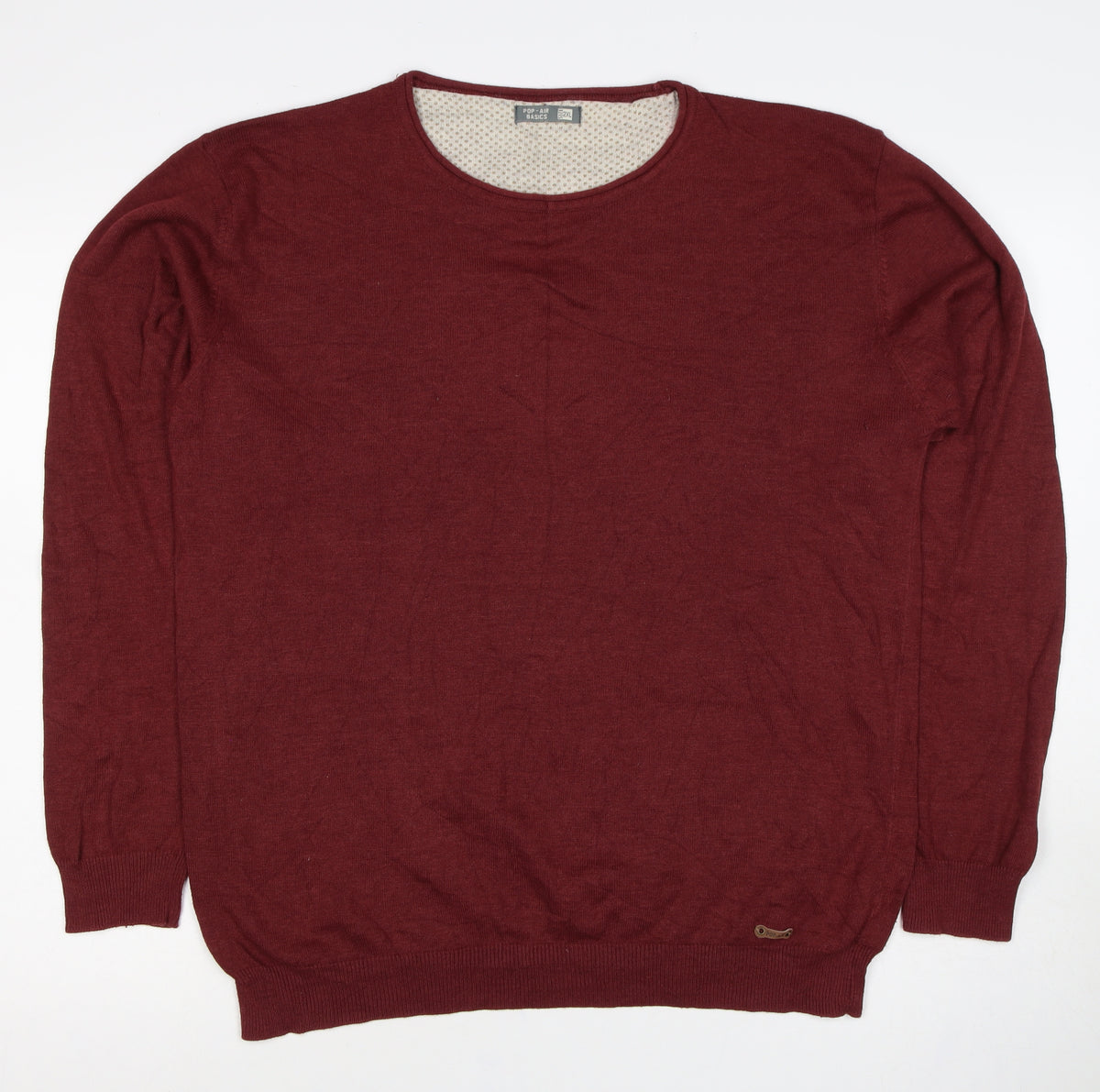 Pop-Air Basics Men Red 2XL Crew Neck Knit Pullover Jumper