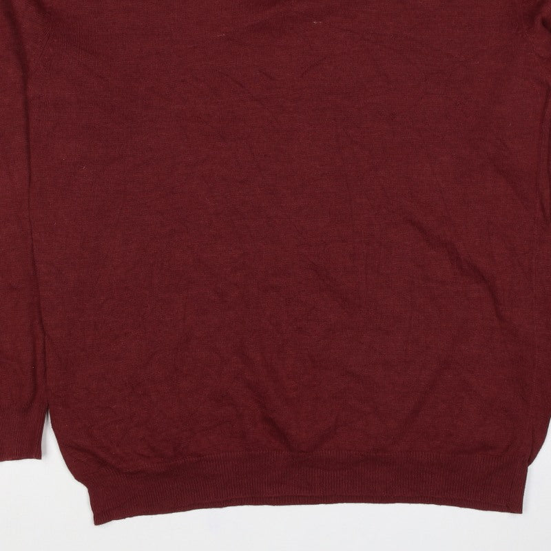 Pop-Air Basics Men Red 2XL Crew Neck Knit Pullover Jumper