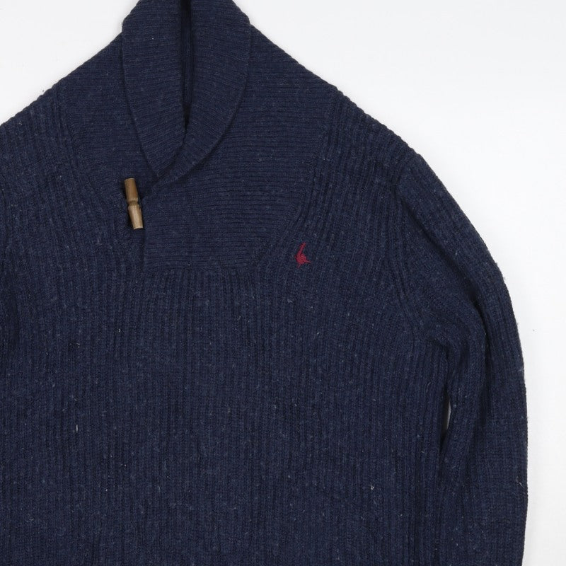 Jack Wills Men's Blue S Shawl Collar Toggle Cotton Wool Jumper