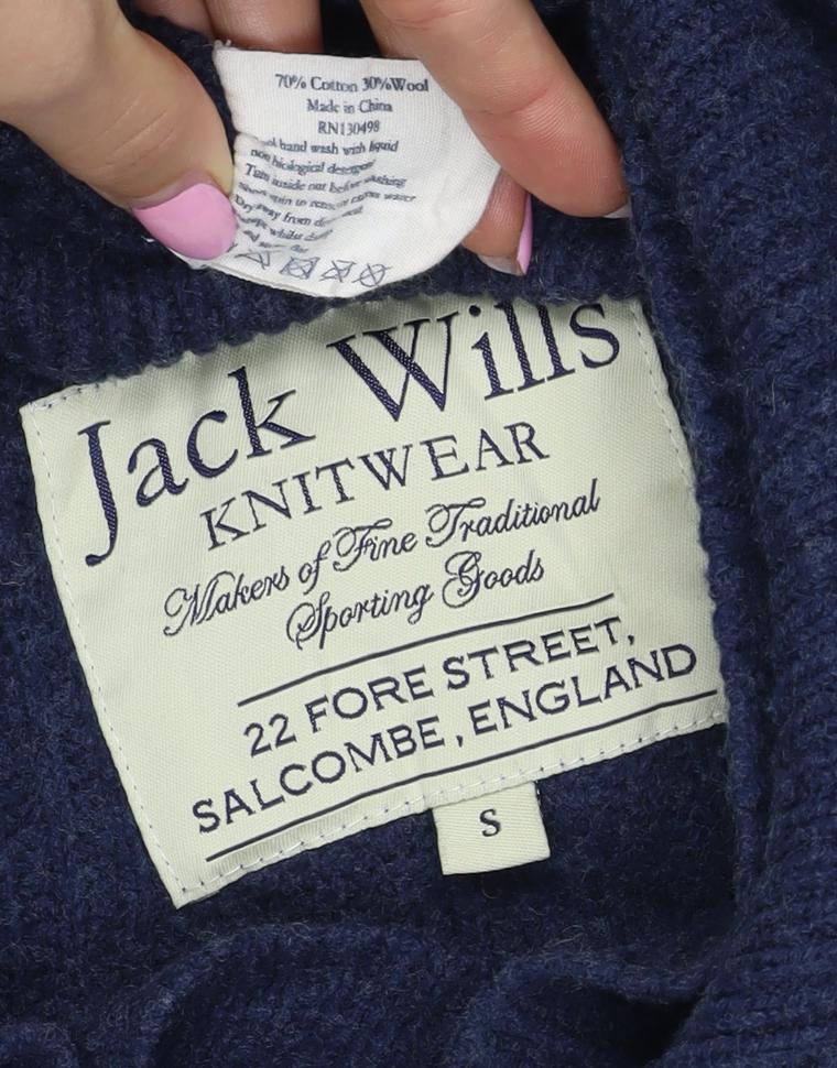 Jack Wills Men's Blue S Shawl Collar Toggle Cotton Wool Jumper