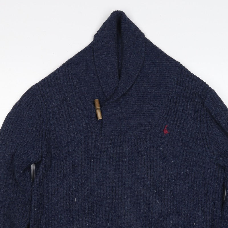 Jack Wills Men's Blue S Shawl Collar Toggle Cotton Wool Jumper