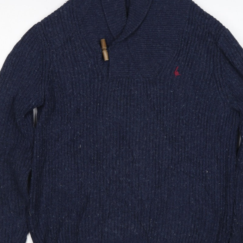 Jack Wills Men's Blue S Shawl Collar Toggle Cotton Wool Jumper