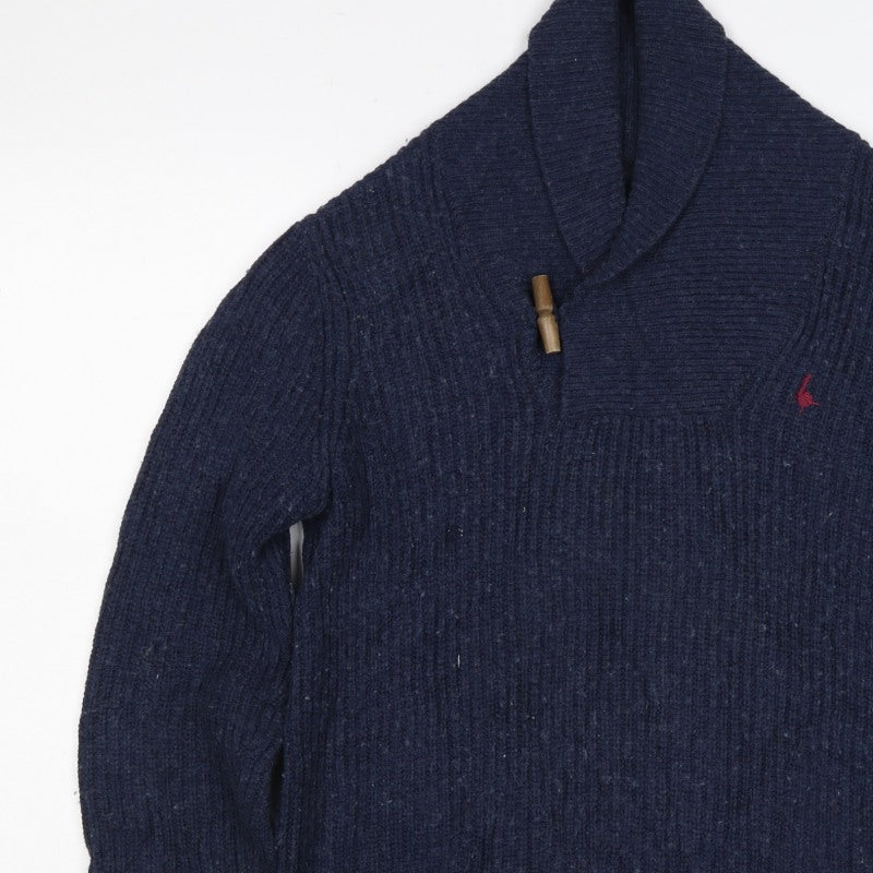 Jack Wills Men's Blue S Shawl Collar Toggle Cotton Wool Jumper