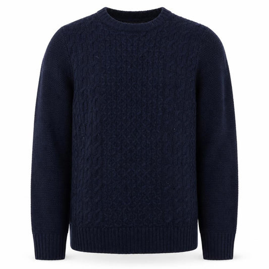 Marks and Spencer Men's Blue S Cable Knit Crew Neck Pullover Jumper
