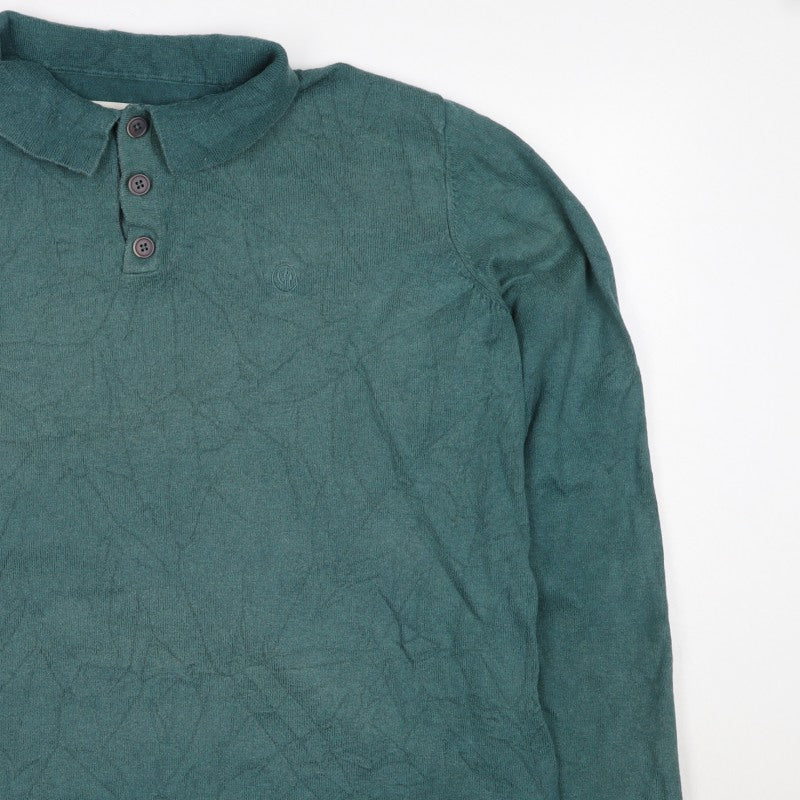 Fat Face Men’s Green XL Cotton Wool Collared Henley Jumper