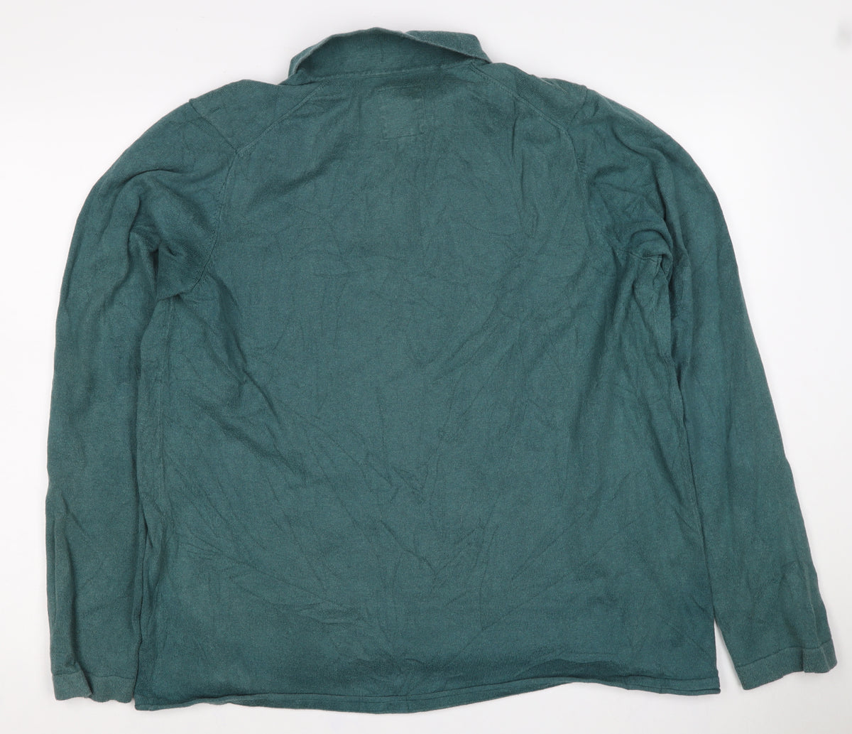 Fat Face Men’s Green XL Cotton Wool Collared Henley Jumper