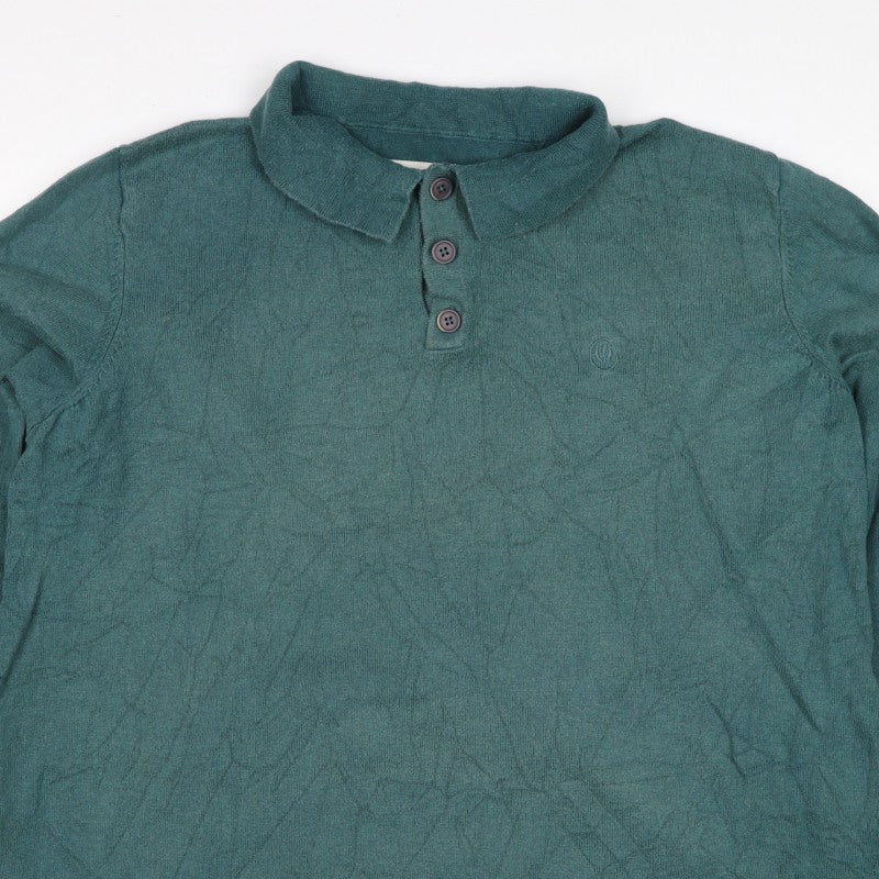 Fat Face Men’s Green XL Cotton Wool Collared Henley Jumper