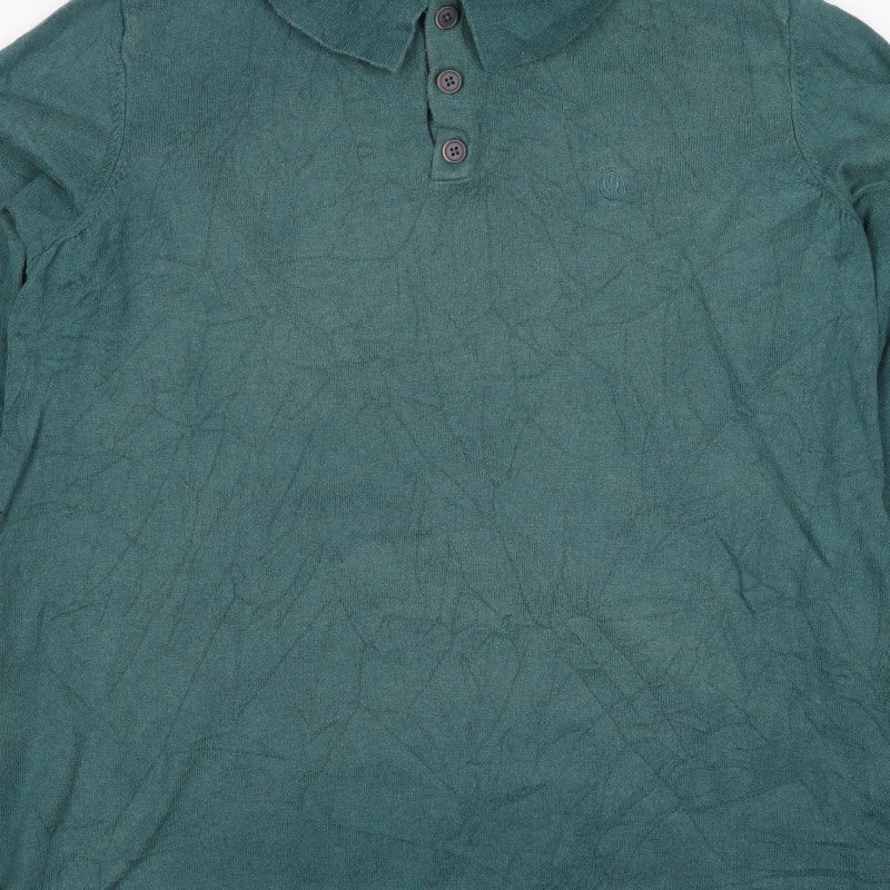 Fat Face Men’s Green XL Cotton Wool Collared Henley Jumper