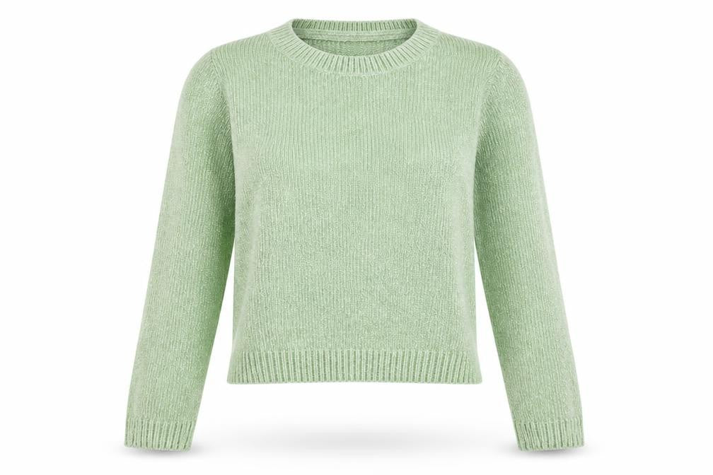 Loavies Women Green XS Metallic Knit Crew Neck Pullover Jumper