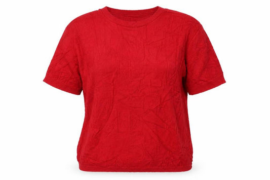 Halana! Women's Red UK 8 Geometric Knit Short Sleeve T-Shirt