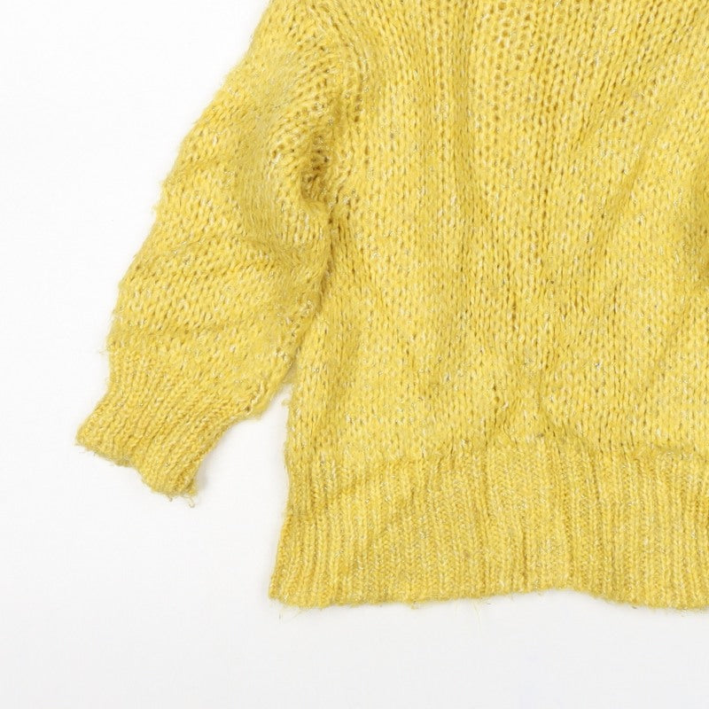 Zara Girls Yellow Glitter Knit Pullover Jumper 6-7 Years 120cm