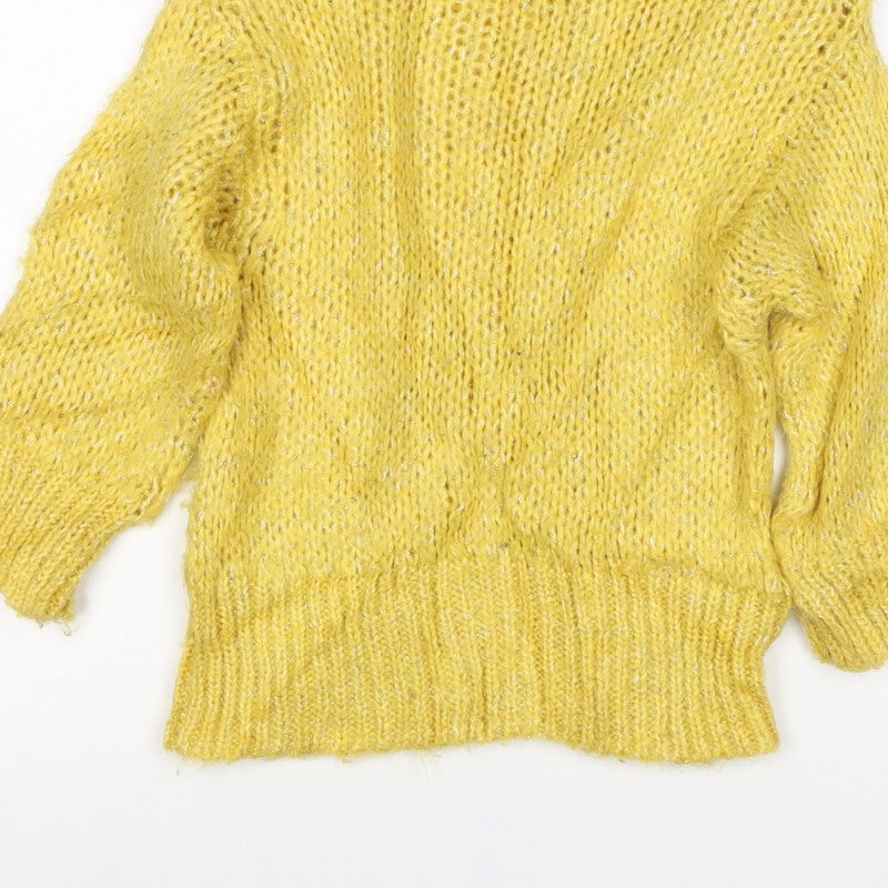 Zara Girls Yellow Glitter Knit Pullover Jumper 6-7 Years 120cm